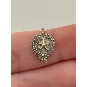 Vintage Sterling Silver Texas Star Laurel Wreath Charm